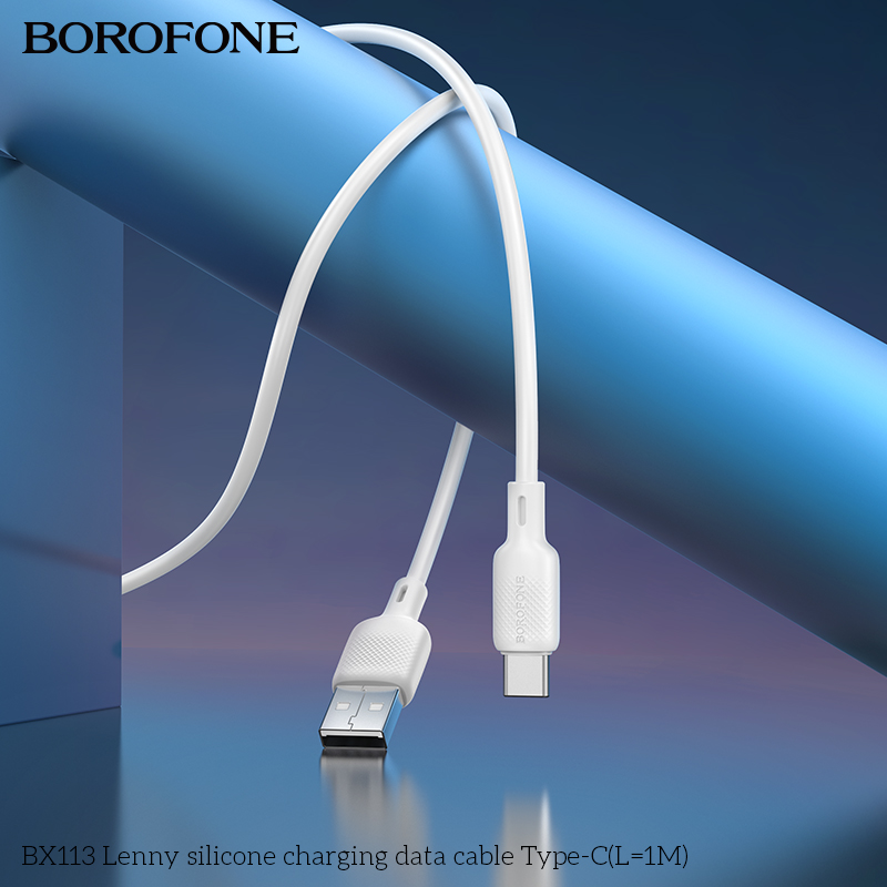 BOROFONE BX113 Lenny USB-A to USB-C silicone cable 1m NZ 7